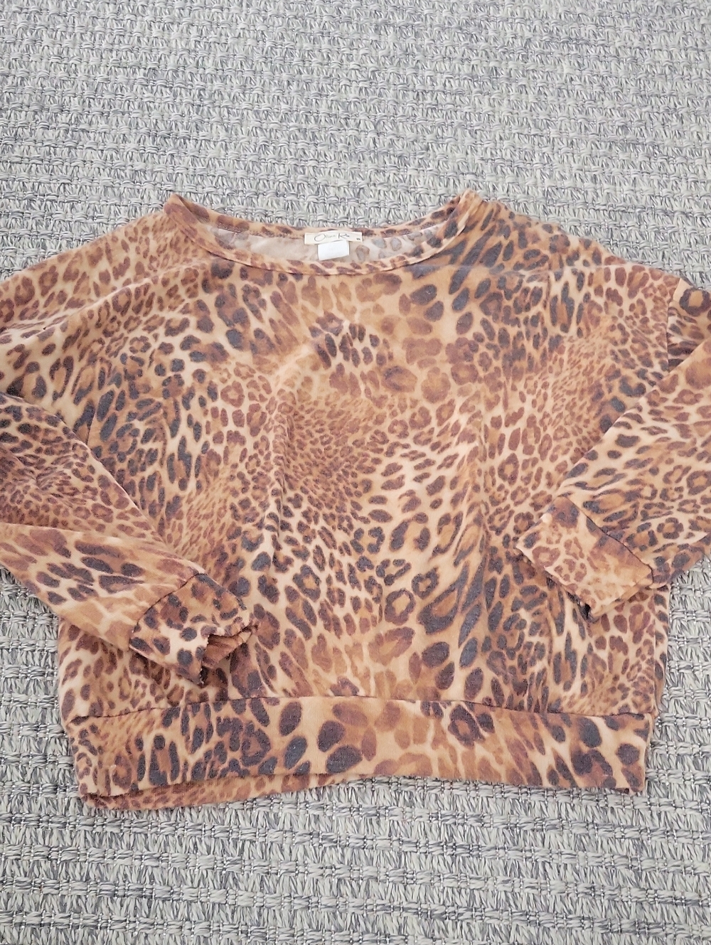 Leopard Print Crewneck Light Soft Sweatshirt - Brown/Tan Small